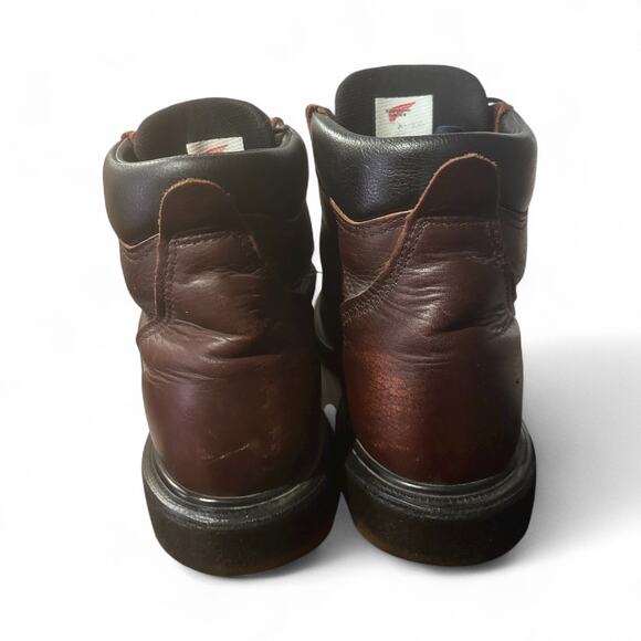 Red Wing 606 Leather Work Boots 9.5 D Brown Lace Up Outdoor Supersole Steel Toe - Picture 7 of 8